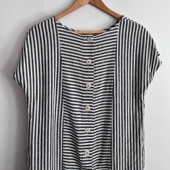 Madewell Linen Blend Stripe-Play Button-Back Tee Dress with pockets - Picture 10 of 10